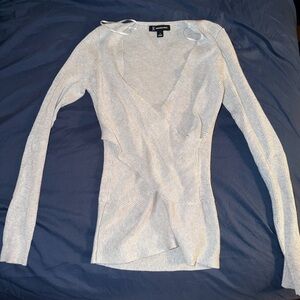 INC International Concepts Light Gray V-Neck Sweater